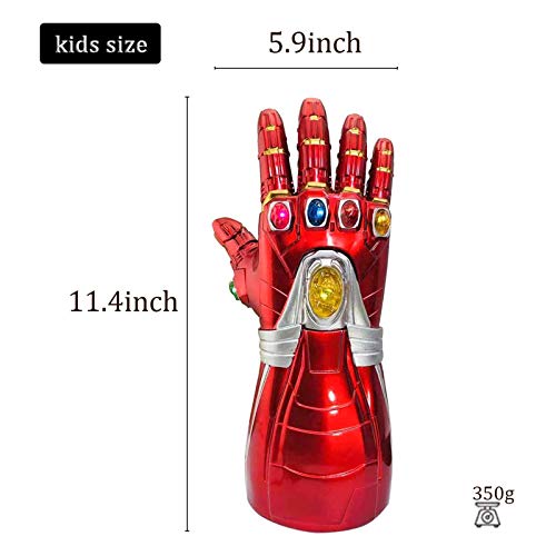 T-XYD Guantelete del Infinito, Guante Iron Man Infinity Gems con 6 Piedras LED magnéticas, Diseño removible, 3 Modos de Flash, Accesorios de Cosplay de Halloween para niños/Adultos,Kids