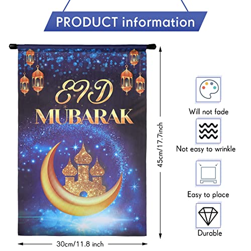 Tatuo Banner de Eid Ramadán Kareem Decoraciones de Ramadán de Tela Oxford para Hogar Bandera de Casa de Eid Mubarak Bandera de Jardín Religioso Islámico, 17,7 x 11,8 Pulgadas (Estilo Vívido)