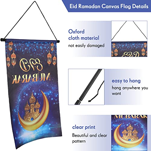 Tatuo Banner de Eid Ramadán Kareem Decoraciones de Ramadán de Tela Oxford para Hogar Bandera de Casa de Eid Mubarak Bandera de Jardín Religioso Islámico, 17,7 x 11,8 Pulgadas (Estilo Vívido)