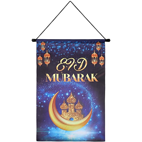 Tatuo Banner de Eid Ramadán Kareem Decoraciones de Ramadán de Tela Oxford para Hogar Bandera de Casa de Eid Mubarak Bandera de Jardín Religioso Islámico, 17,7 x 11,8 Pulgadas (Estilo Vívido)