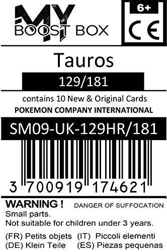 Tauros 129/181 Holo Reverse - #myboost X Sun & Moon 9 Team Up - Coffret de 10 Cartes Pokémon Aglaises