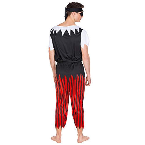 TecTake dressforfun Disfraz de Rey Pirata para Hombre | Incl. Auténtico Parche Pirata Elástico y una Cinta para Anudar a la Cintura con Cinta para el Pelo (L | No. 300769)