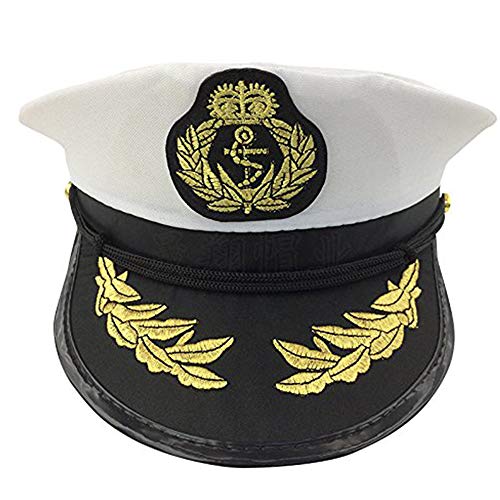 thematys Gorra capitán hombres mujeres negro blanco - Disfraz para Adultos y Niños - Perfecto para Carnaval - Talla única (A)