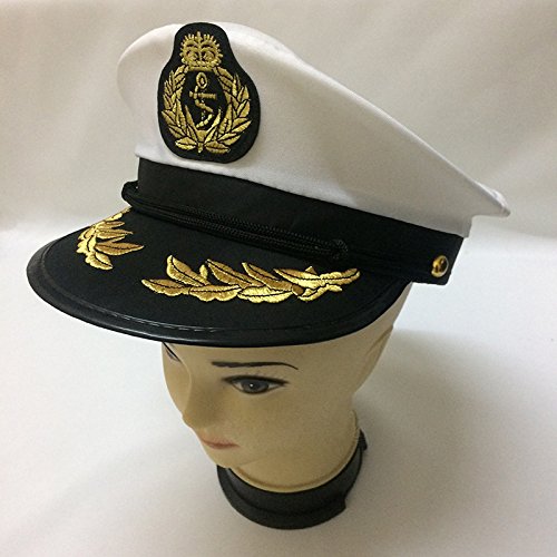 thematys Gorra capitán hombres mujeres negro blanco - Disfraz para Adultos y Niños - Perfecto para Carnaval - Talla única (A)