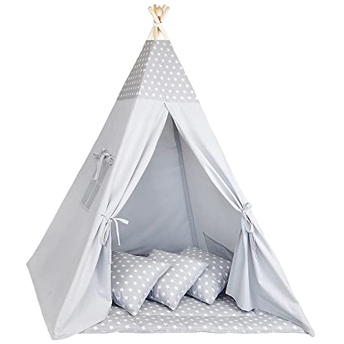 Tipi Infantil - Tipi Indio para niños Tipi Tienda de Campaña Modelo 1 con Tapete de Juego Y 3 Almohadas