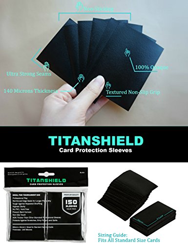 TitanShield 150 mangas / negro tamaño estándar juego de mesa juego de cartas de negociación protector de cubierta para Magic The Gathering MTG, Pokemon