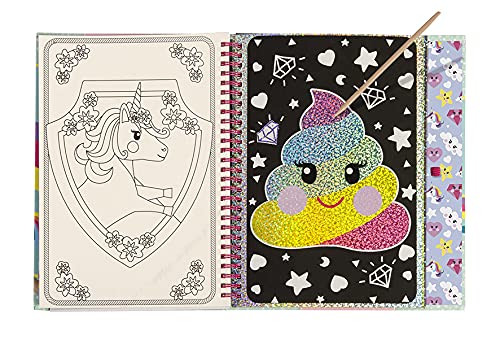 TM Essentials Unicorn 071605 - Libro para rascar y Colorear con Plantillas y Pegatinas con Motivos de Unicornio, para casa y de Viaje