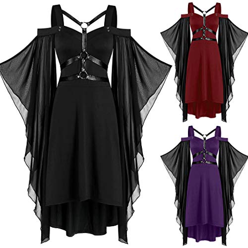 TMOYJPX Vestido Medieval Mujer Gotico de Malla Punk Palacio Halloween Disfraz Gracioso Tallas Grandes, Disfraces Medievales Princesa Vestidos de Fiesta para Mujer (Negro, 5XL)