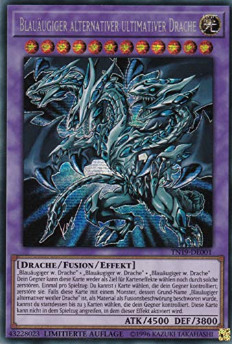 TN19-DE001 – Dragón alternativo de ojos azules – Prismatic Secret Rare – Yu-Gi-Oh – alemán – 1ª edición en set con Ultra Pro Toploader y Ultra Pro (transparente)