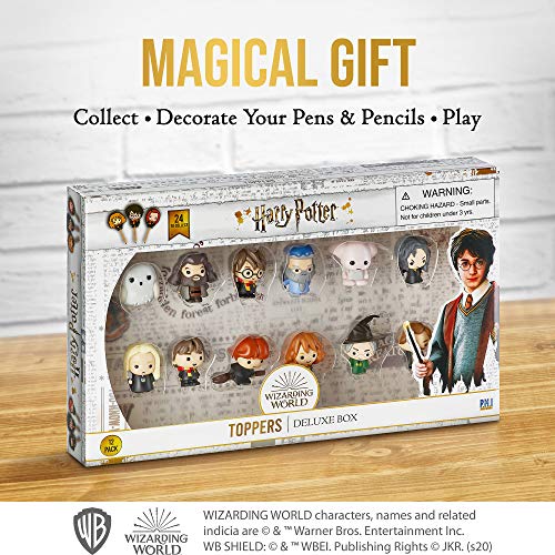 Toppers para lápices, regalos, juguetes, coleccionables de Harry Potter - Juego de 5 figuras de Harry Potter para escribir, Party Decorations, 6 cm, PVC blando por PMI (Deluxe A)