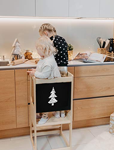 Torre de Aprendizaje Montessori con pizarra - Plataforma de Madera para Trepar en la Cocina para Bebés y Niños - Torres Ajustables para Encimeras y Mesa - Taburete Seguro y Duradero