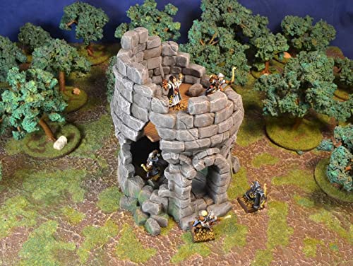 Torre en ruinas en miniatura, paisaje de terreno para mesa Wargame, escala de 28 mm, vikingos 3D