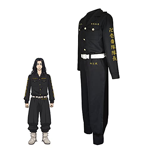 Traje de Cosplay de Tokyo Manji Gang, Anime Traje de Cosplay de Tokyo Revengers Mikey Draken Chaqueta Capa Pantalones Cinturón Baji Keisuke Traje de uniforme Carnaval de Halloween para Mujeres Hombres