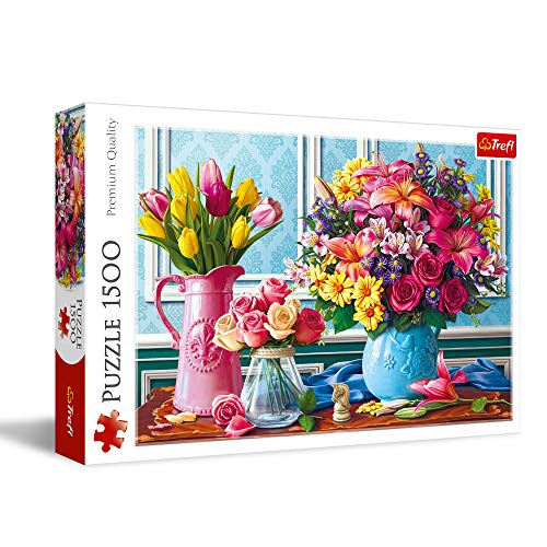 Trefl- Blumen in Vasen 1500 Teile, Premium Quality, für Erwachsene und Kinder AB 12 Jahren Puzle, Color Coloreado (26157)