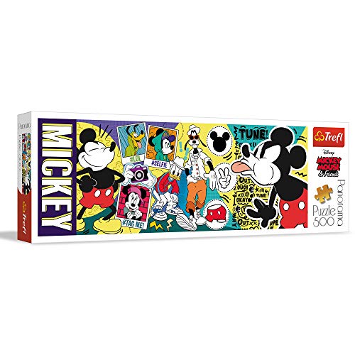 Trefl TR29511 - Rompecabezas panorámico, 500 Piezas, diseño de Mickey Mouse