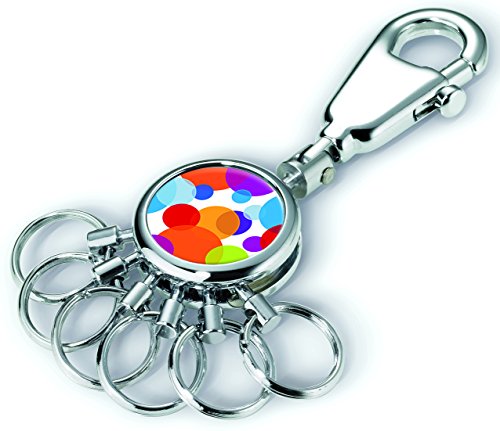 TROIKA Colour Bubbles – #KYR01-A047 – Llavero con mosquetón – 6 Aros Intercambiables – Metal– Brillante – Cromado – Multicolor – TROIKA-Original