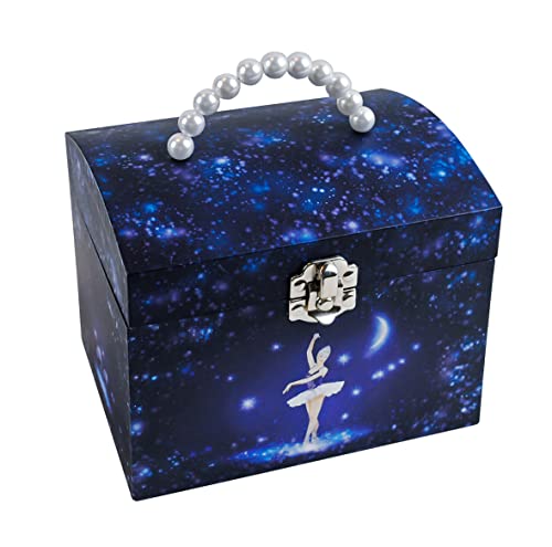 TROUSSELIER - Gran caja de joyas musical fosforescente - Bandeja Estrella - Vanity Case - Colori azul marino