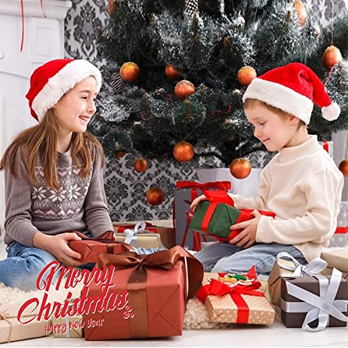 Tuofang 3 Pcs Gorro de Papá Noel, Gorros Navideños para Adultos para Niños, Gorro de Navidad, Sombrero de Navidad de Felpa, Gorros Navideños Rojos, para Fiesta Festiva de Año Nuevo para Unisex (3Pcs)