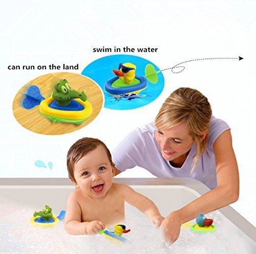 uchic 1 pistes Amphibious Pull and Go voiture Kit de jeu Baden Soft rubber duck Crocodile Pelican Animaux Natation bain temps Baignoire Jouet Amusant pour jeunes filles Enfant Style aléatoire