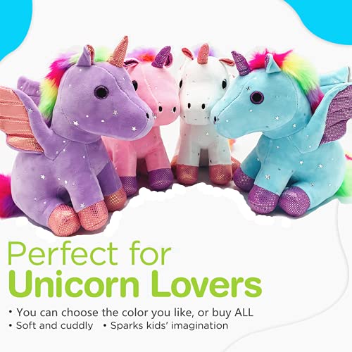 Unicornio de Peluche de Juguete Arco Iris Unicornio Ángel Pegaso Linda Almohada para Niños Niña Regalo de Cumpleaños 23CM (Rosa)