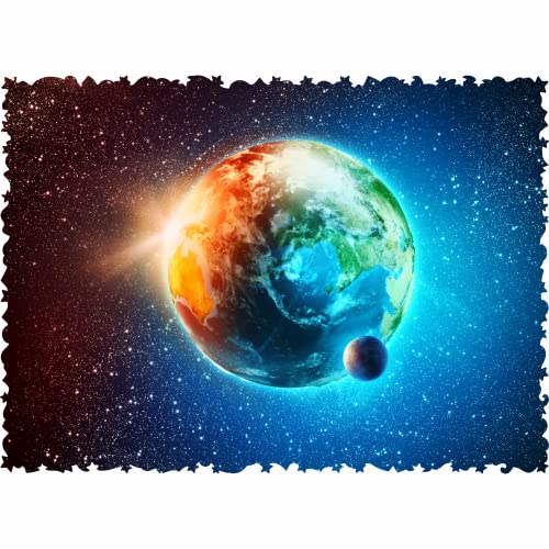 UNIDRAGON Rompecabezas de madera, el mejor regalo para adultos y niños, piezas de forma única Space Planet Earth, 43 x 30 cm, 500 piezas, tamaño King