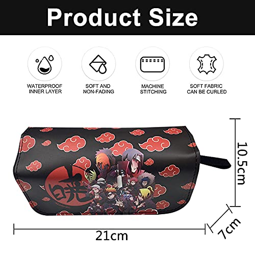 Uzumaki Estuche de Lápices Uzumaki Uzumaki Bolso de la Pluma Akatsuki Estuche para Lápices Diseño de Anime japonés Gran Capacidad Doble Capa Cremallera Negro Útiles Escolares para Hombres y Mujeres