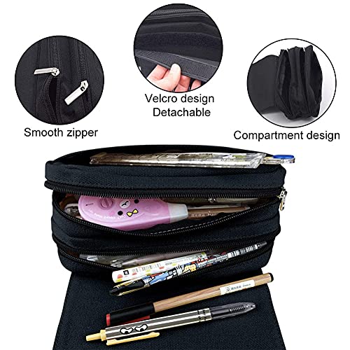 Uzumaki Estuche de Lápices Uzumaki Uzumaki Bolso de la Pluma Akatsuki Estuche para Lápices Diseño de Anime japonés Gran Capacidad Doble Capa Cremallera Negro Útiles Escolares para Hombres y Mujeres