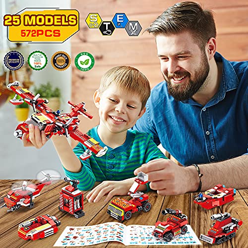 VATOS STEM Juguetes de Construcción Aeronave 25-in-1 573PCS Educativo Ingeniería Bloques Aprendizaje Kit de Juguetes Diversión Creativa Mejor Regalo de Juguete para Niños de 6 años o más Niños y Niñas