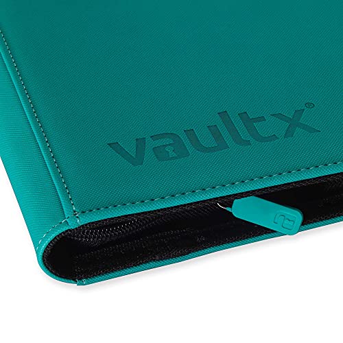 Vault X® Carpeta Exo-Tec® Premium - Álbum de 9 Bolsillos para Cartas Coleccionables - 360 Bolsillos de Inserción Lateral con una Correa Segura elástica ergonómica para TCG (Verde Azulado)