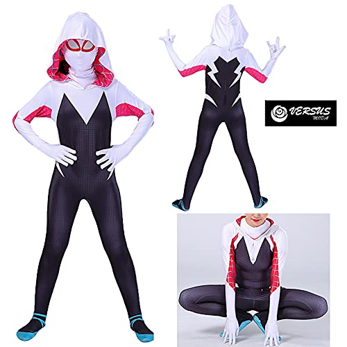 VersusModa Spider Woman Gwen - Disfraz de carnaval para niña y mujer, modelo SPGWEN3 Bianco/Rosso/Rosa L