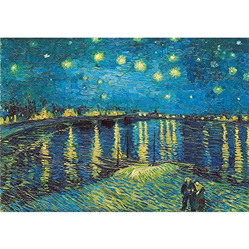 Vincent Van Gogh - Rompecabezas de 2000 piezas para adultos, noche estrellada sobre el río Ródano (27,56 x 39,37 pulgadas)