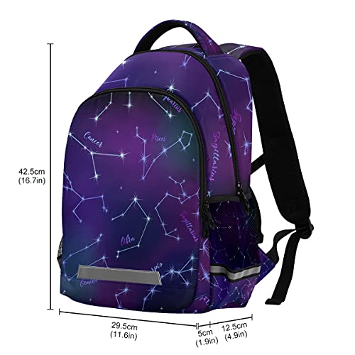 Vnurnrn Constelaciones De Estrellas Moradas Niñas Mochila de Estudiantes Mochilas para Viajes Escolar Niños