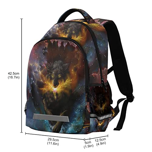 Vnurnrn Lobo Espacial Niñas Mochila de Estudiantes Mochilas para Viajes Escolar Niños