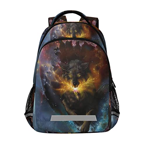 Vnurnrn Lobo Espacial Niñas Mochila de Estudiantes Mochilas para Viajes Escolar Niños