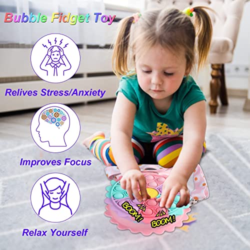 Vofolen Pop Bolso It Fidget Toy, Bolso Pop Push It, 2 en 1 Push Pop Bubble Bolso de Hombro de Juguetes Sensoriales Antiestrés con Bandolera de Longitud Ajustable para Niños y Adultos - Girasol