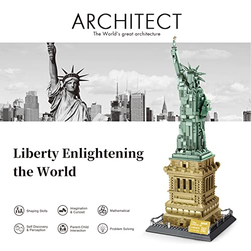 WANGE Modelo de Arquitectura para armar con Bloques de construcción. Estatua de la Libertad de New York.