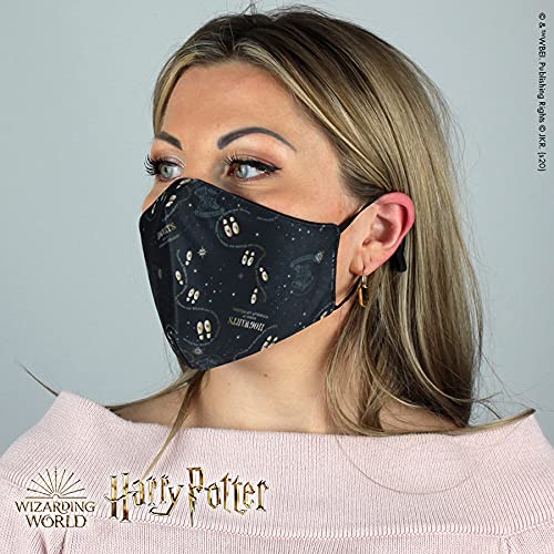 Warner Bros. Harry Potter Superheroes Mouthguard Masks Fabric Mask Adjustable Elastic Band Adult & Teen Comic Mask Nose Guard Mouth Noses (Footsteps - Pattern)