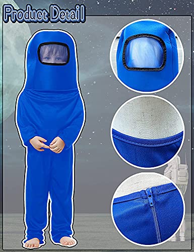 Waslary - Disfraz infantil de astronauta, mono con mochila, máscara, para niños, Halloween, cosplay, carnaval, fiesta de cumpleaños, color azul, talla M