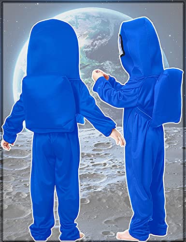 Waslary - Disfraz infantil de astronauta, mono con mochila, máscara, para niños, Halloween, cosplay, carnaval, fiesta de cumpleaños, color azul, talla M