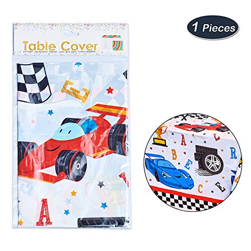 WERNNSAI Mantel de Carreras Rectangular - 274 x 137 cm Cubiertas de Mesa de Plástico Desechables para Niños Cumpleaños Juegos Deportivos Suministros de Fiesta de Carreras de Autos