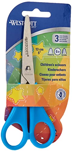 Westcott E-21591 00 – Tijera para niños de bruja con regla en cm, de 13 cm, color azul