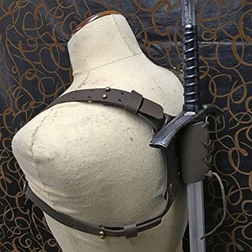 WFTD Warrior Sword Frog Belt, Vaina De Cintura Ajustable, Larp Medieval PU Leather Arm Armor Props Halloween Cosplay Costume Accessories, Brown