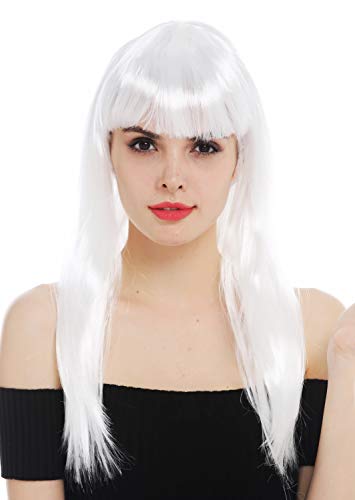 WIG ME UP- 32582-P68 Peluca Carnaval Mujeres Pelo Largo Liso Flequillo Blanco Hada la Reina de Las Nieves