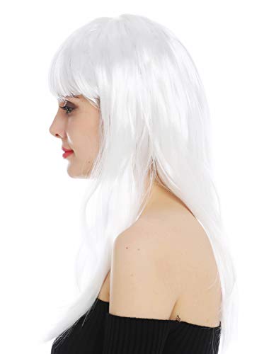 WIG ME UP- 32582-P68 Peluca Carnaval Mujeres Pelo Largo Liso Flequillo Blanco Hada la Reina de Las Nieves