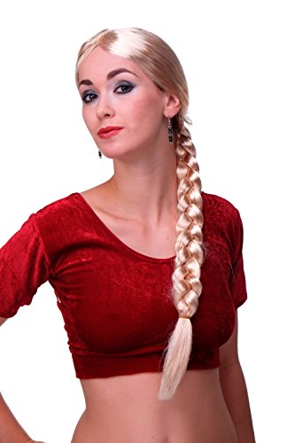 WIG ME UP- Per-P02 Peluca Mujeres Carnaval Rapunzel Largo Rubio Trenza Trenzado Criada