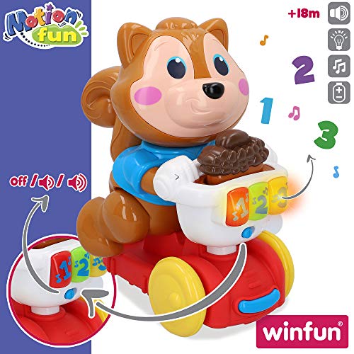 winfun - Ardilla musical interactiva con movimiento, Moto con luz y sonidos, Juguete musical para bebés gateo, Juguetes bebes 1 año, Tacata bebe, Andador bebes, Primera Infancia, Winfun