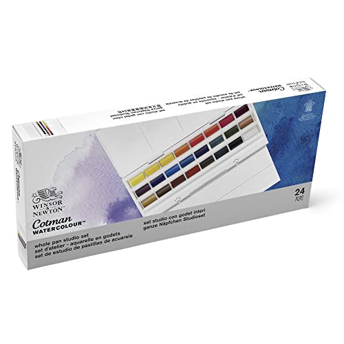 Winsor & Newton acuarela Cotman - Caja de acuarela Studio - set de 24 godets, colores surtidos