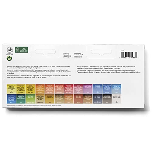 Winsor & Newton acuarela Cotman - Caja de acuarela Studio - set de 24 godets, colores surtidos