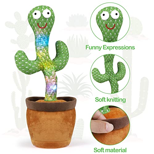 WolinTek uguete De Peluche De Cactus Bailarin, Juguete De Cactus Bailando con 120 Canciones En Inglés, Electrónico De Cactus ,Cantando Y Grabación Juguetes De Educación Temprana