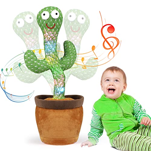 WolinTek uguete De Peluche De Cactus Bailarin, Juguete De Cactus Bailando con 120 Canciones En Inglés, Electrónico De Cactus ,Cantando Y Grabación Juguetes De Educación Temprana